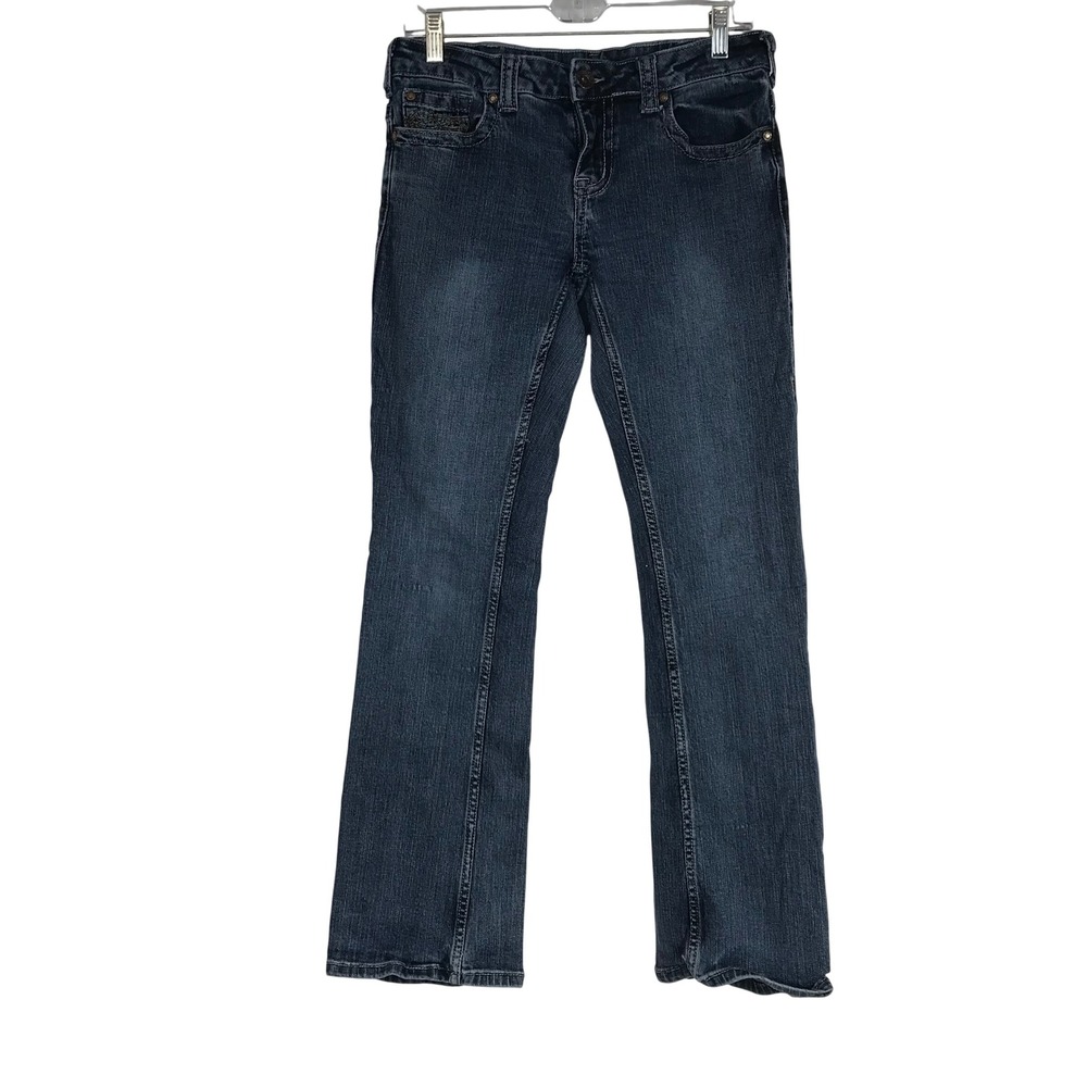 Cowgirl Tuff Co Dark Wash Bootcut Jeans Embroidered Pockets Blue W28 L31